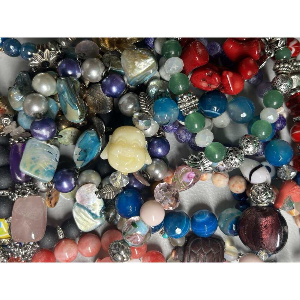 Stretch Bracelet Lot Craft Harvest Wearable 19 Bead Bracelets Bold Colorful